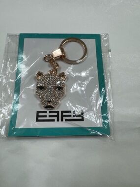 Effy Crystal Panther Head Keychain - Rose Gold & Black